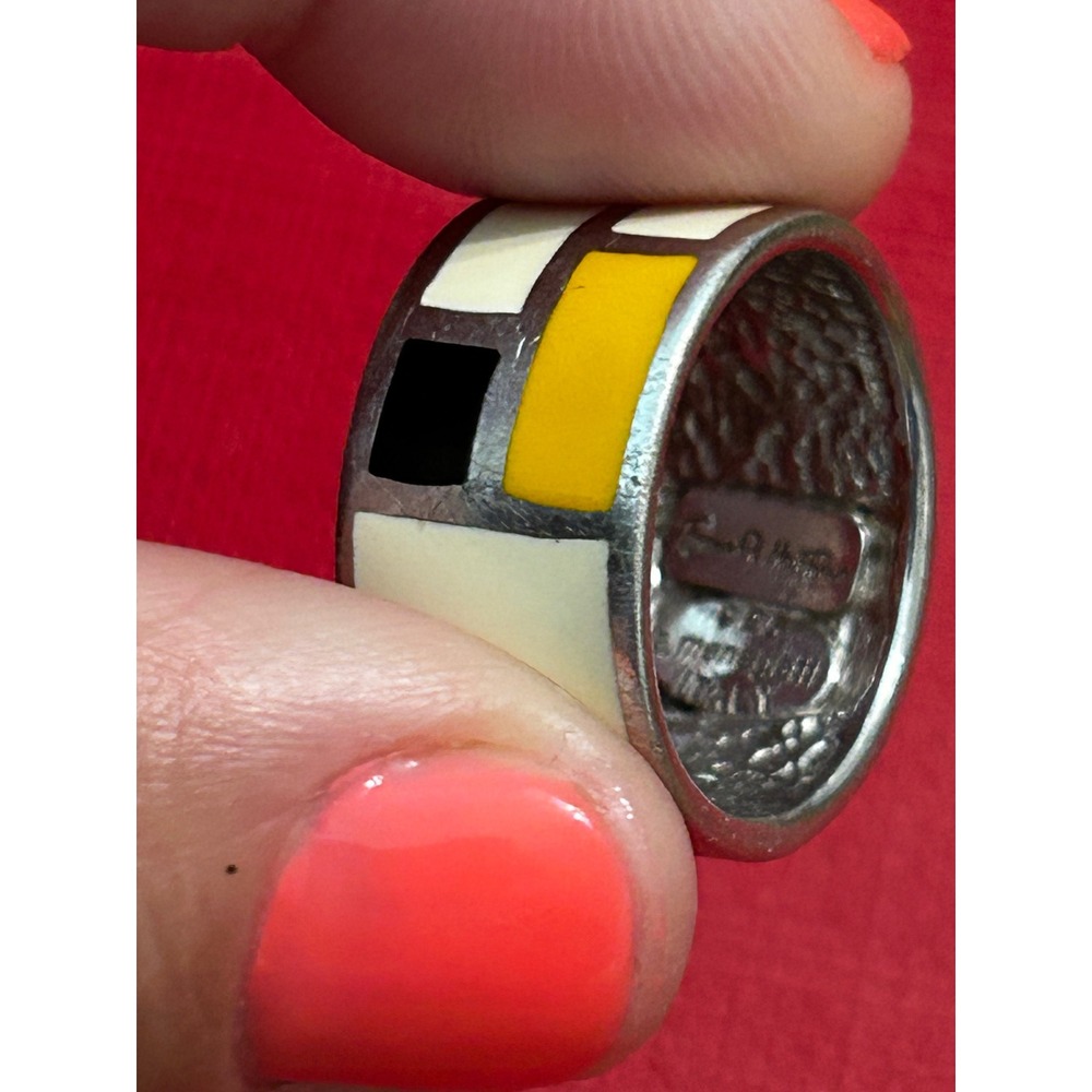 A. Menegatti Tiziana Redavid 925 Silver Mondrian Enamel Ring Italy Geometric - Picture 3 of 8